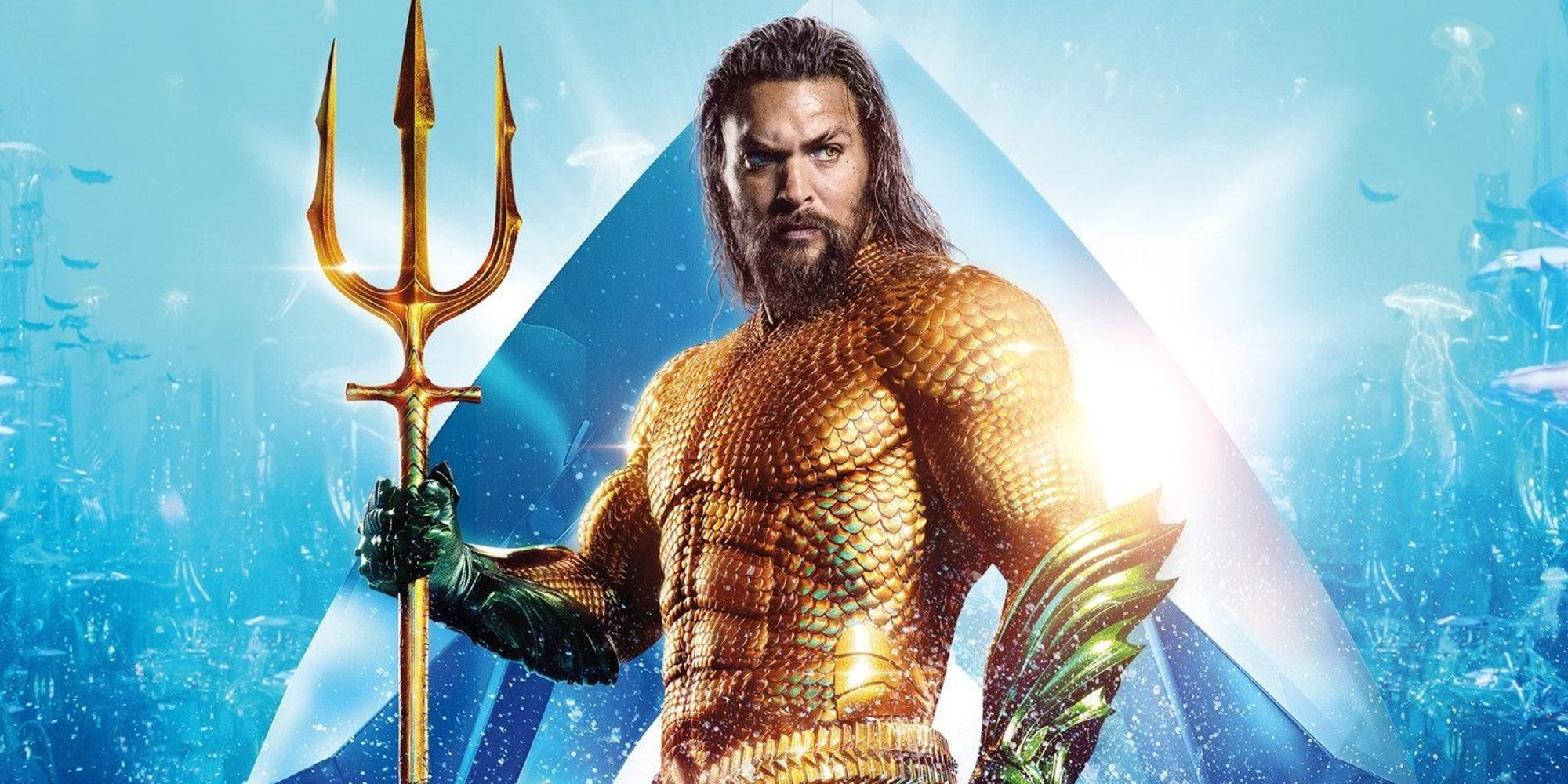 Jason Momoa as Arthur Curry AKA Aquaman in the orange armor in Aquaman (2018)