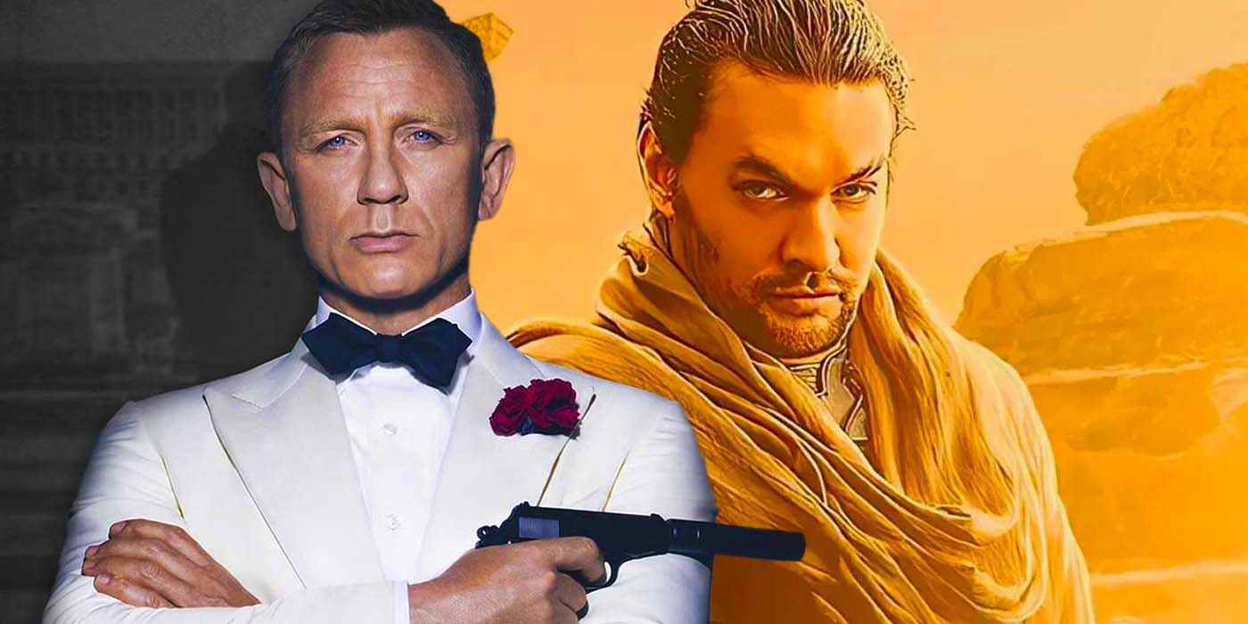 Daniel Craig as James Bond and Jason Momoa in Dune