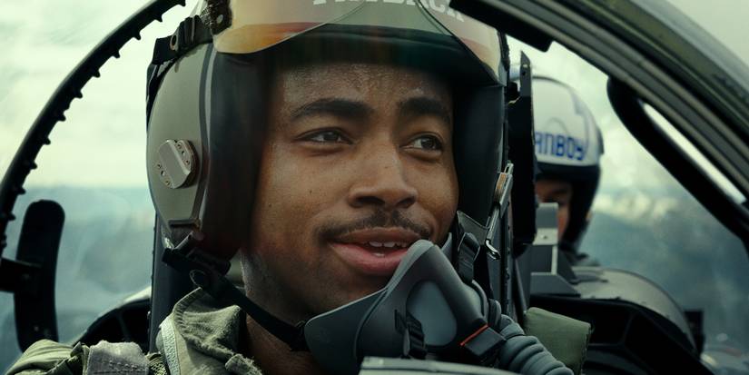 Jay Ellis Payback in cockpit in Top Gun Maverick
