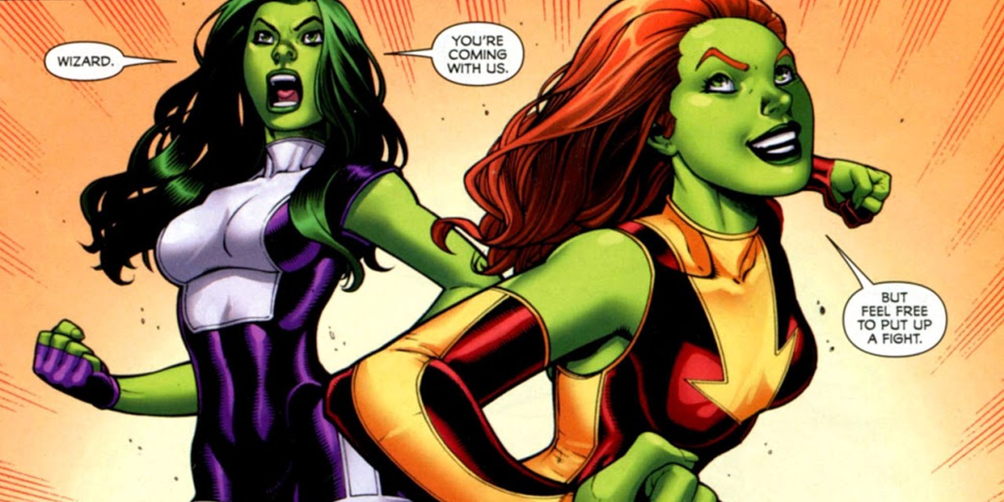 Jen Walters and Lyra as She-Hulk and Savage She-Hulk in the She-Hulks comic.