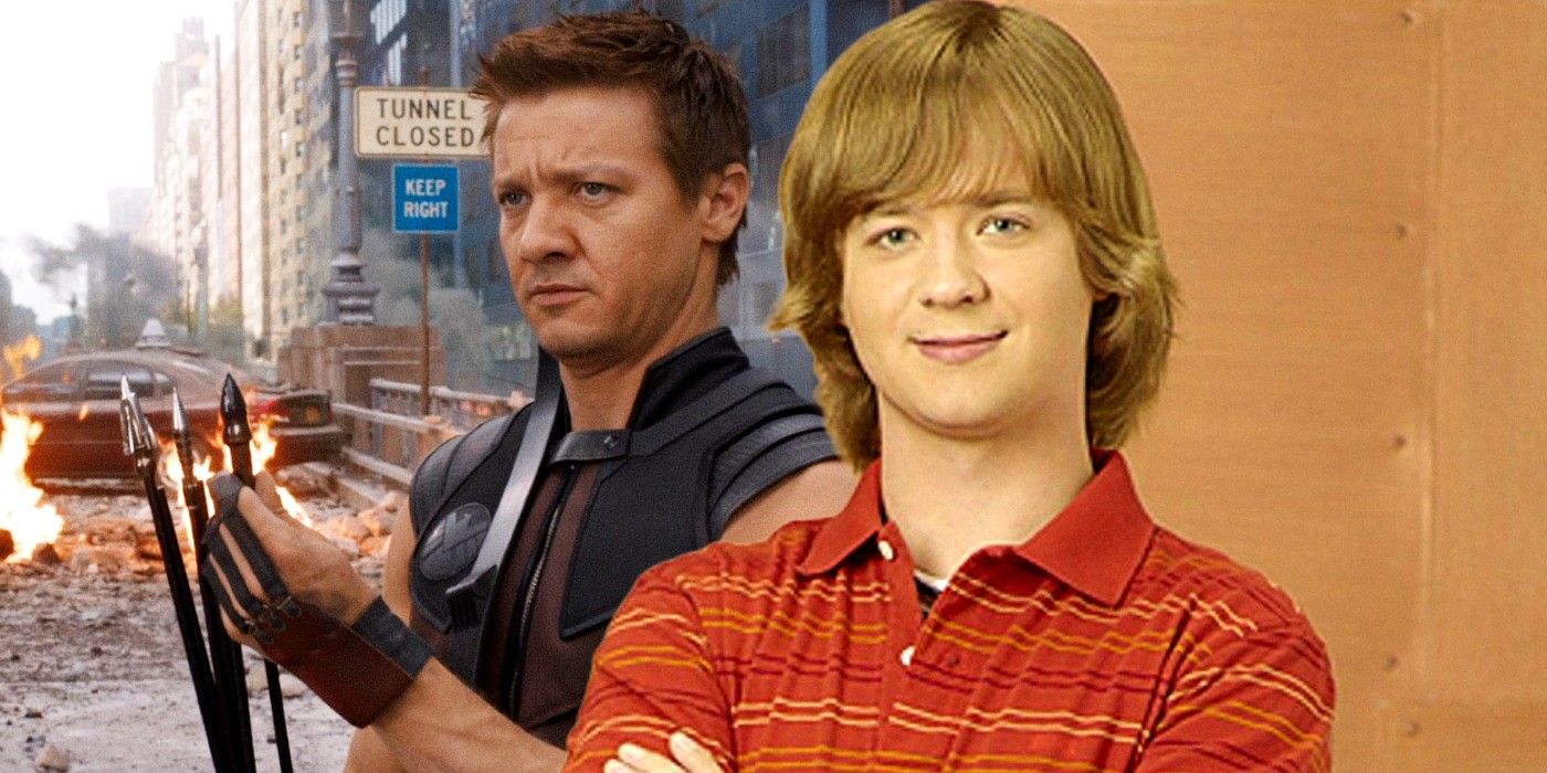 Jeremy Renner as Hawkeye with Jason Earles as Jackson Stewart on Hannah Montana