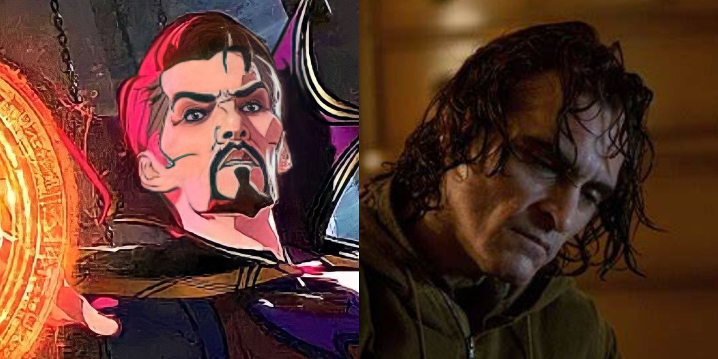 Split image of Doctor Strange in What If? and Joaquin Phoenix in Joker
