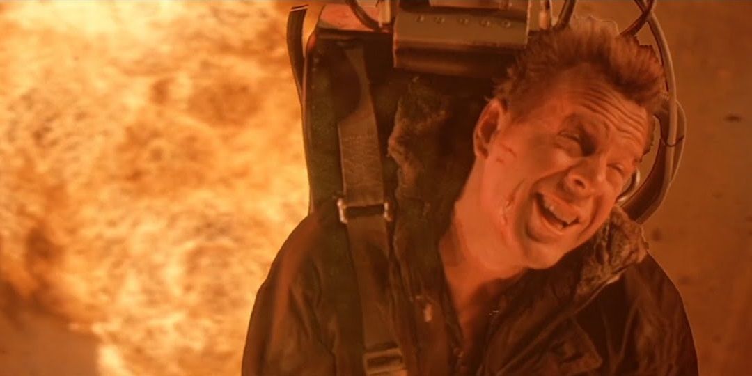John McClane escapes an explosion in an ejector seat in Die Hard 2