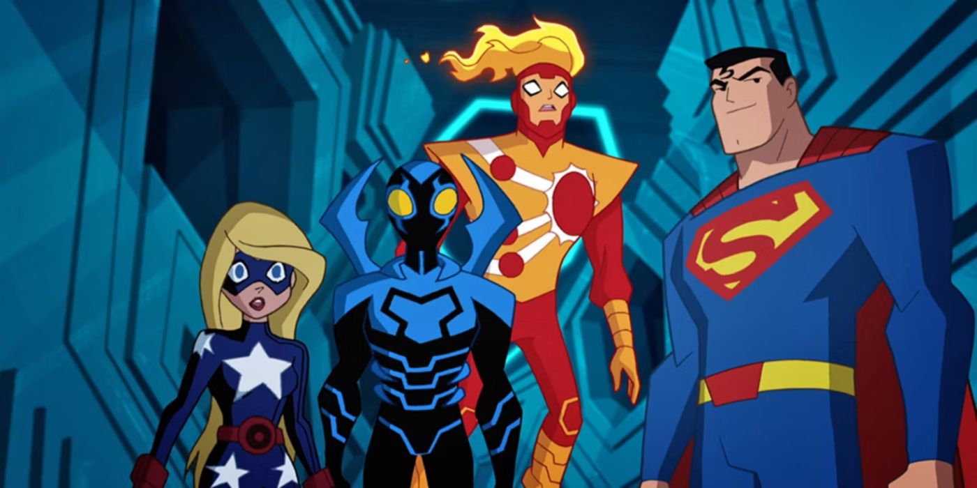 Stargirl, Blue Beetle, Firestorm, and Superman in Justice League Action.