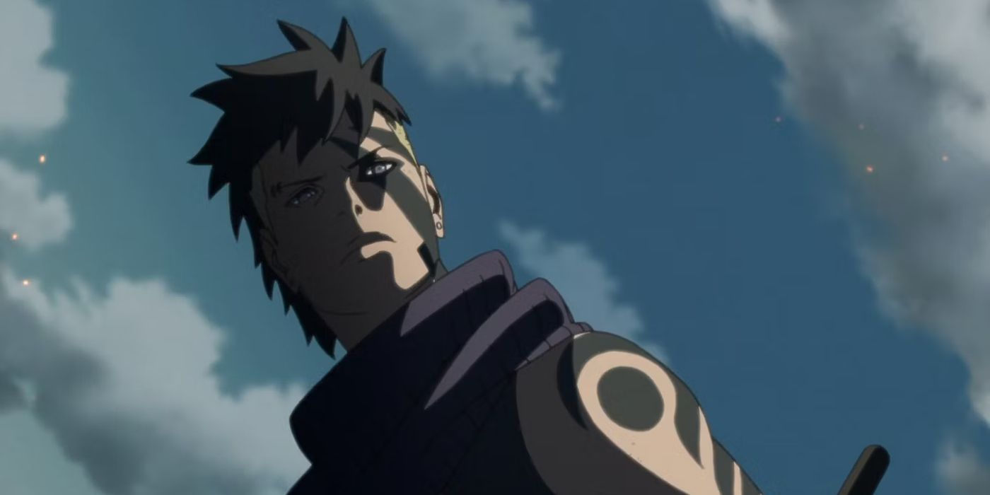 O personagem de Kawaki da série de anime Boruto.