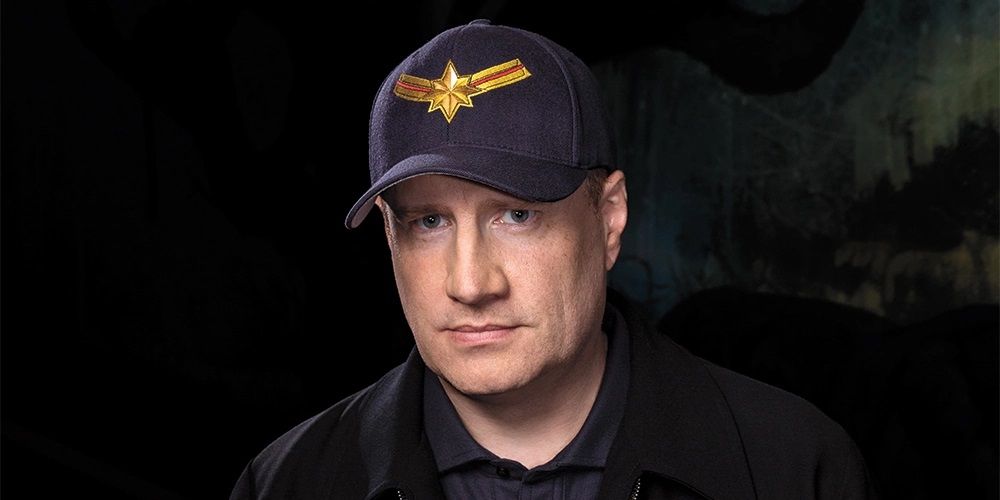 Kevin Feige wearing a Captain Marvel hat