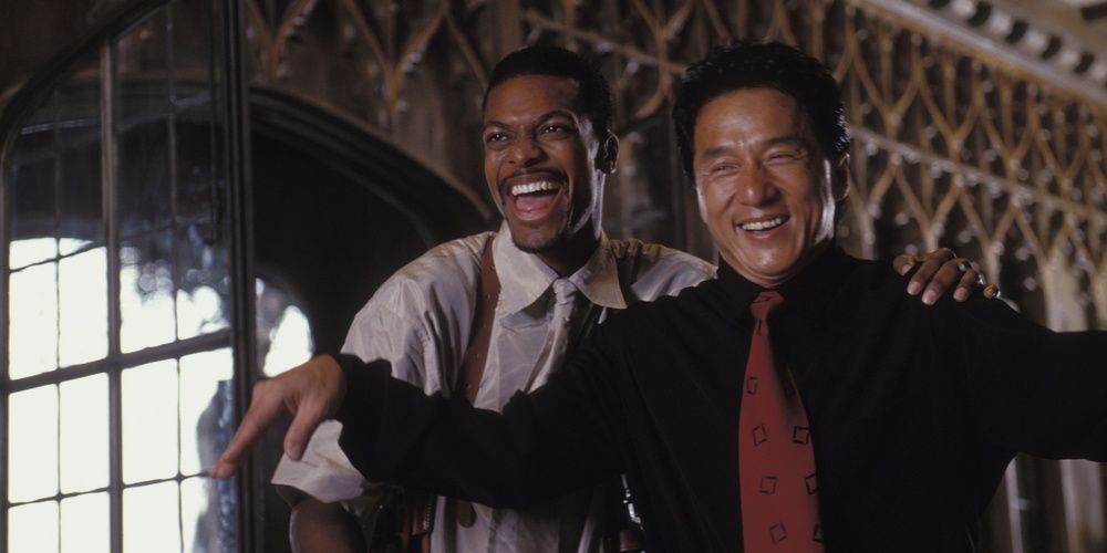 Lee and Carter sharing a laugh in Rush Hour