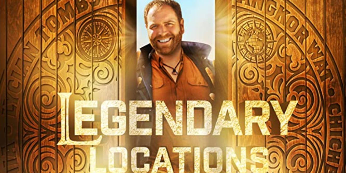 A smiling man on a poster for the show Legendary Locations.