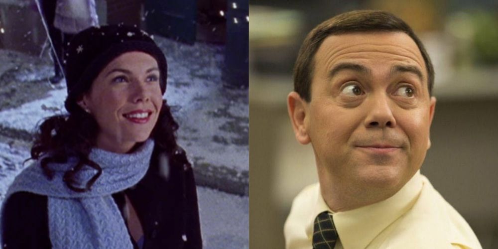 Lorelai Gilmore in the snow and Charles Boyle smiling