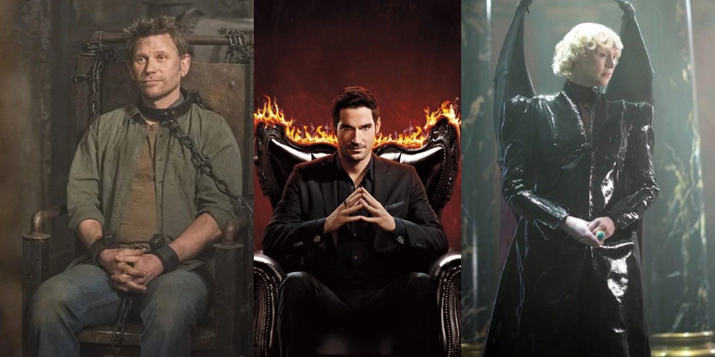 Images of Lucifer (The Devil) in three different shows: Supernatural, Lucifer, and The Sandman