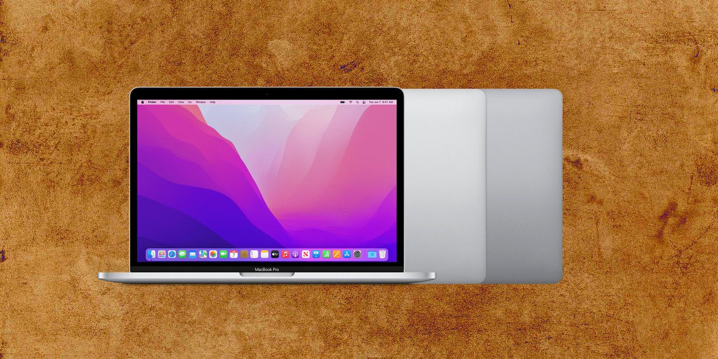 MacBook Pro 13 pictured against a textured bronze background