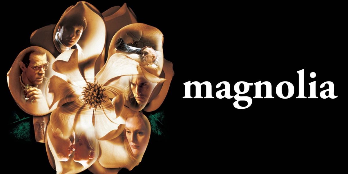 The poster image for the film Magnolia featuring the cast inside of a magnolia flower