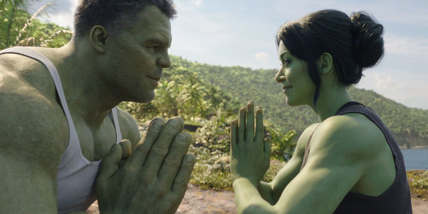 Mark Ruffalo and Tatiana Maslany as Hulk and Jennifer Walters in She-Hulk