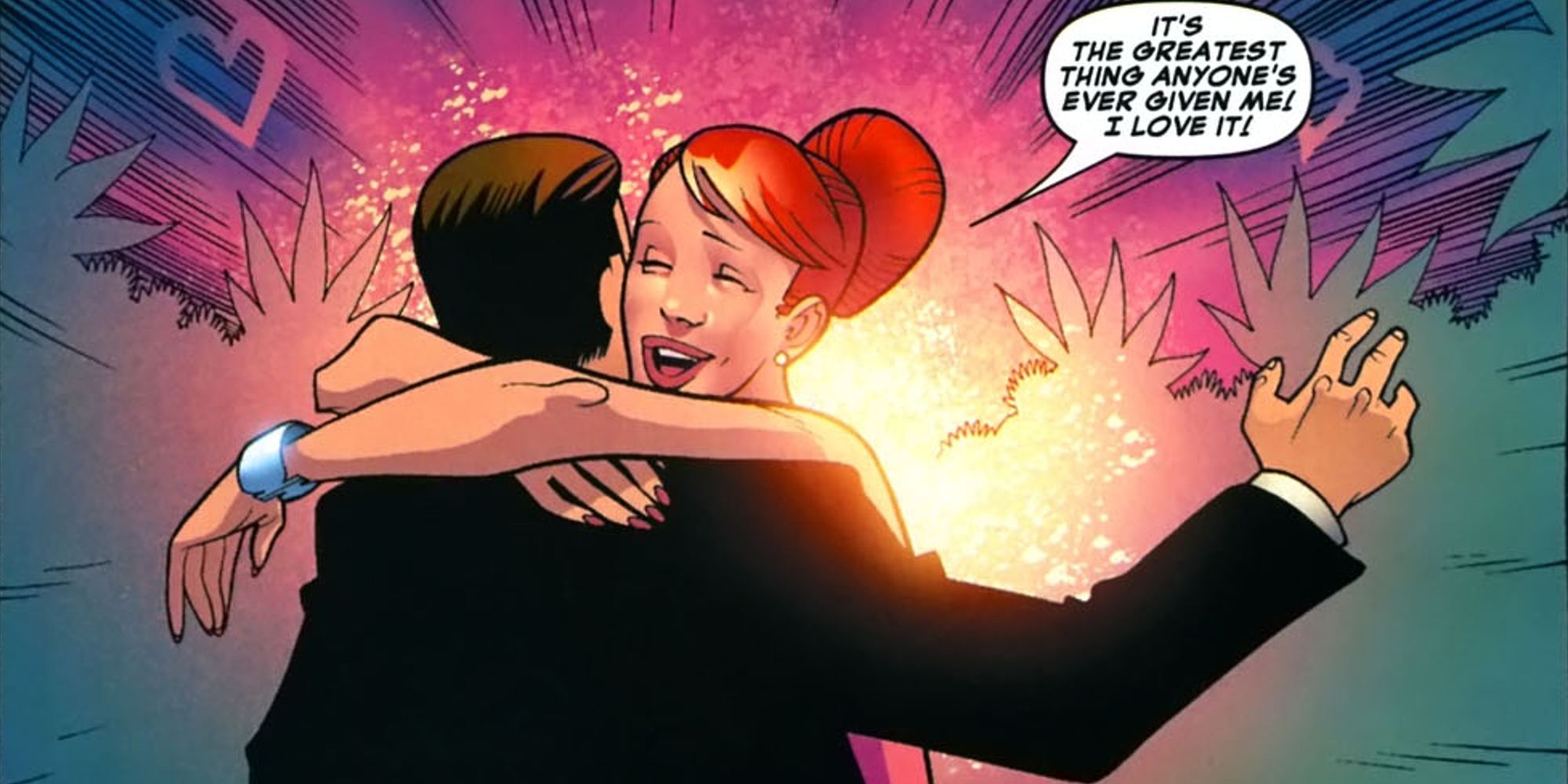 Mary Jane Watson filled with joy from Peter Parker's gift in I Heart Marvel: Web Of Romance