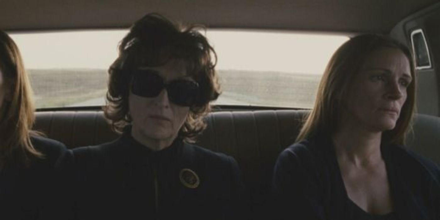 Meryl Streep e Julia Roberts em um carro em agosto: Osage County 