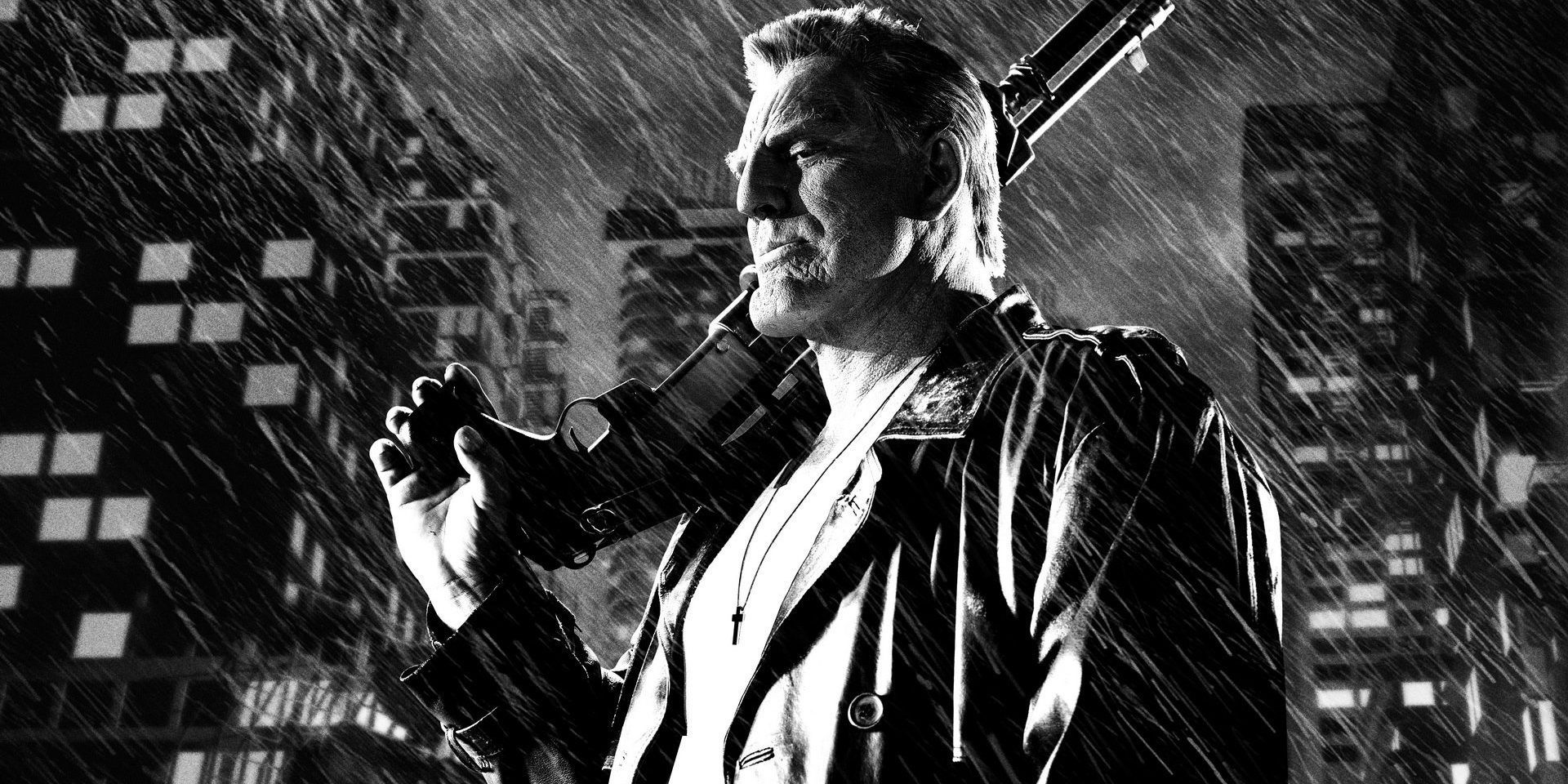 Mickey Rourke com uma espingarda em Sin City