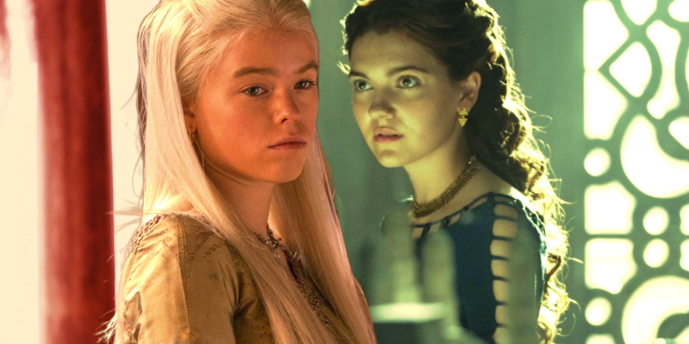 Milly Alcock como Rhaenyra e Emily Carey como Alicent em House of the Dragon