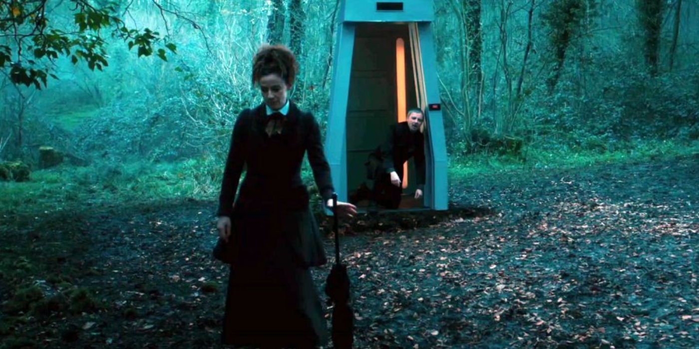 Missy walking away from The Master after shooting him in Doctor Who