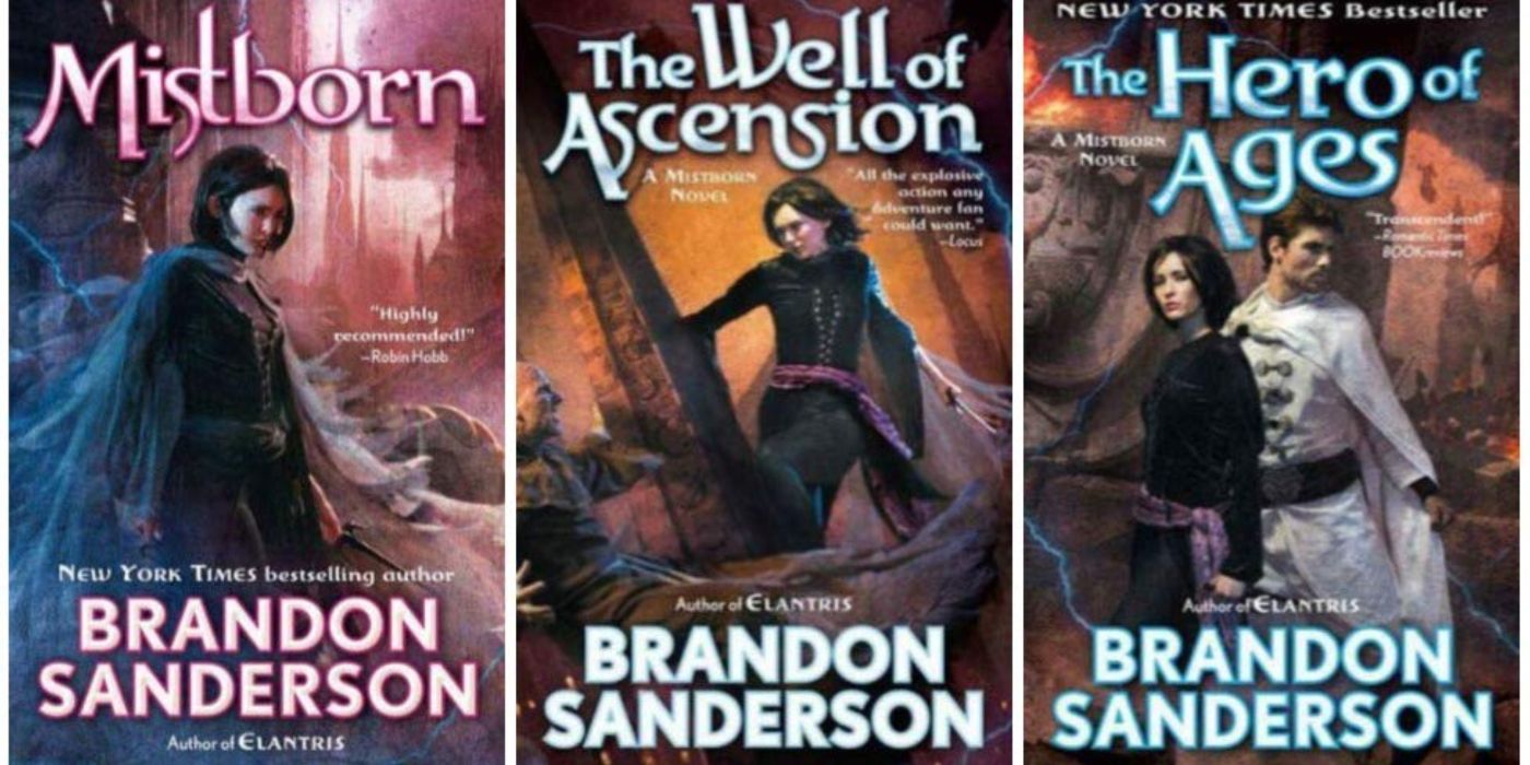 Three novels in the Mistborn series by Brandon Sanderson. 