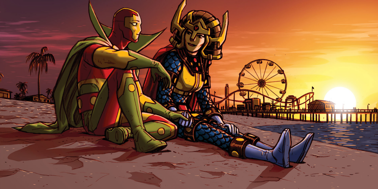 Mister Miricle And Big Barda on the beach