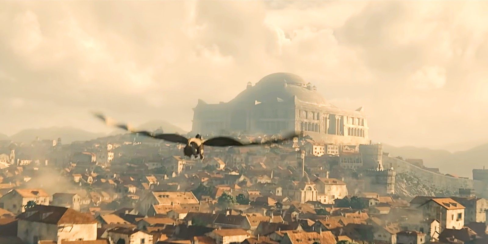 Dragon over King's Landing in House of the Dragon trailer