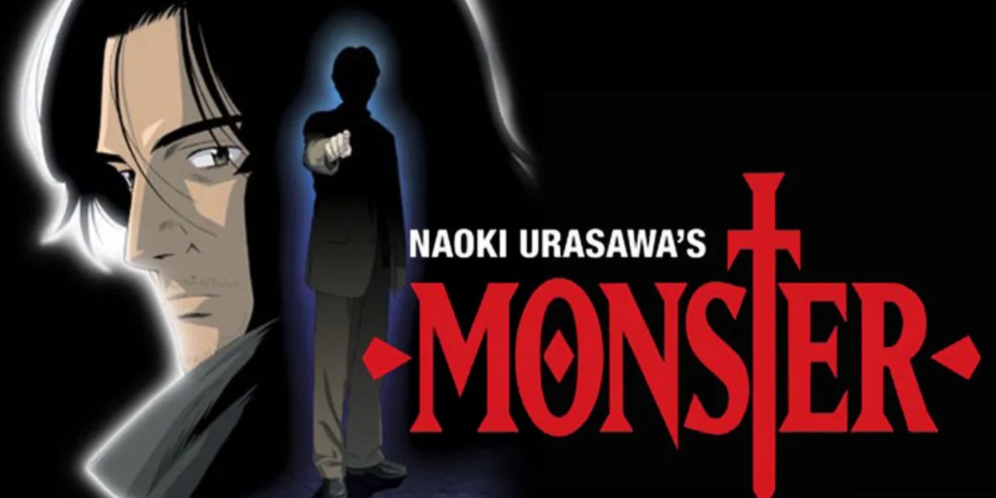 Siluet bayangan Johan Liebert dan Kenzo Tenma dalam seni kunci Monster.