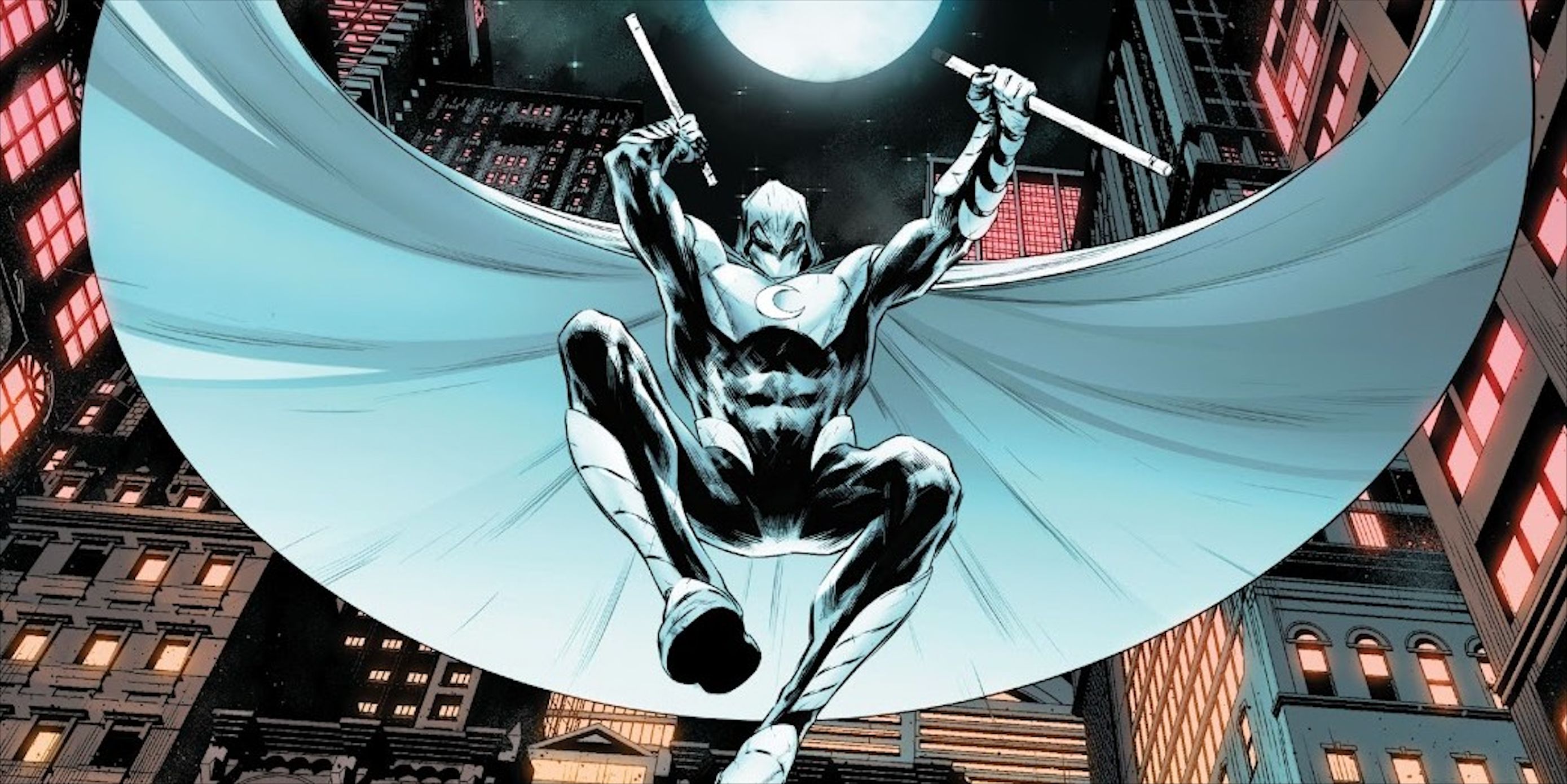 Moon Knight flying in Marvel comics