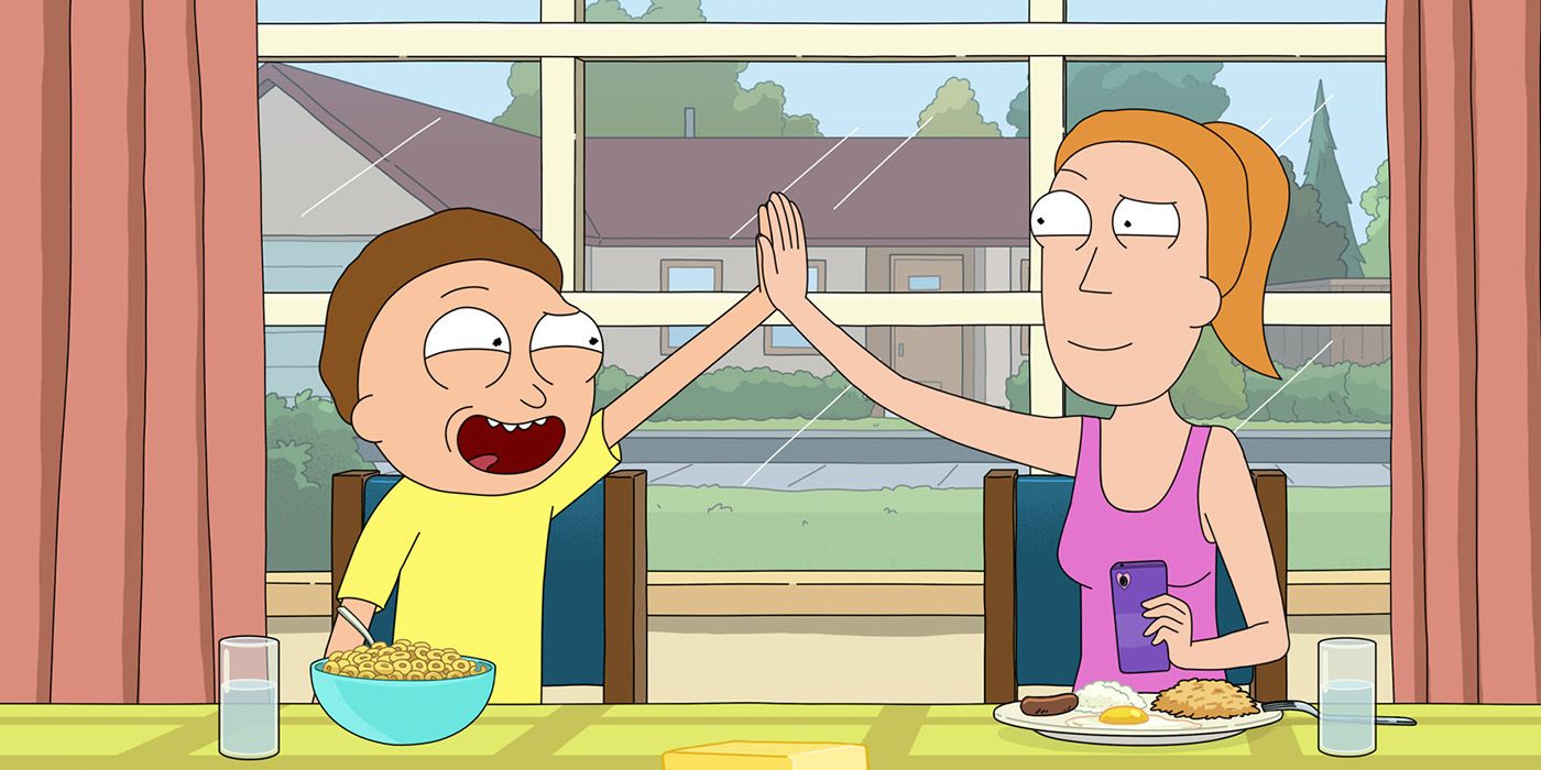 Morty and Summer high five in Rick and Morty Season 6