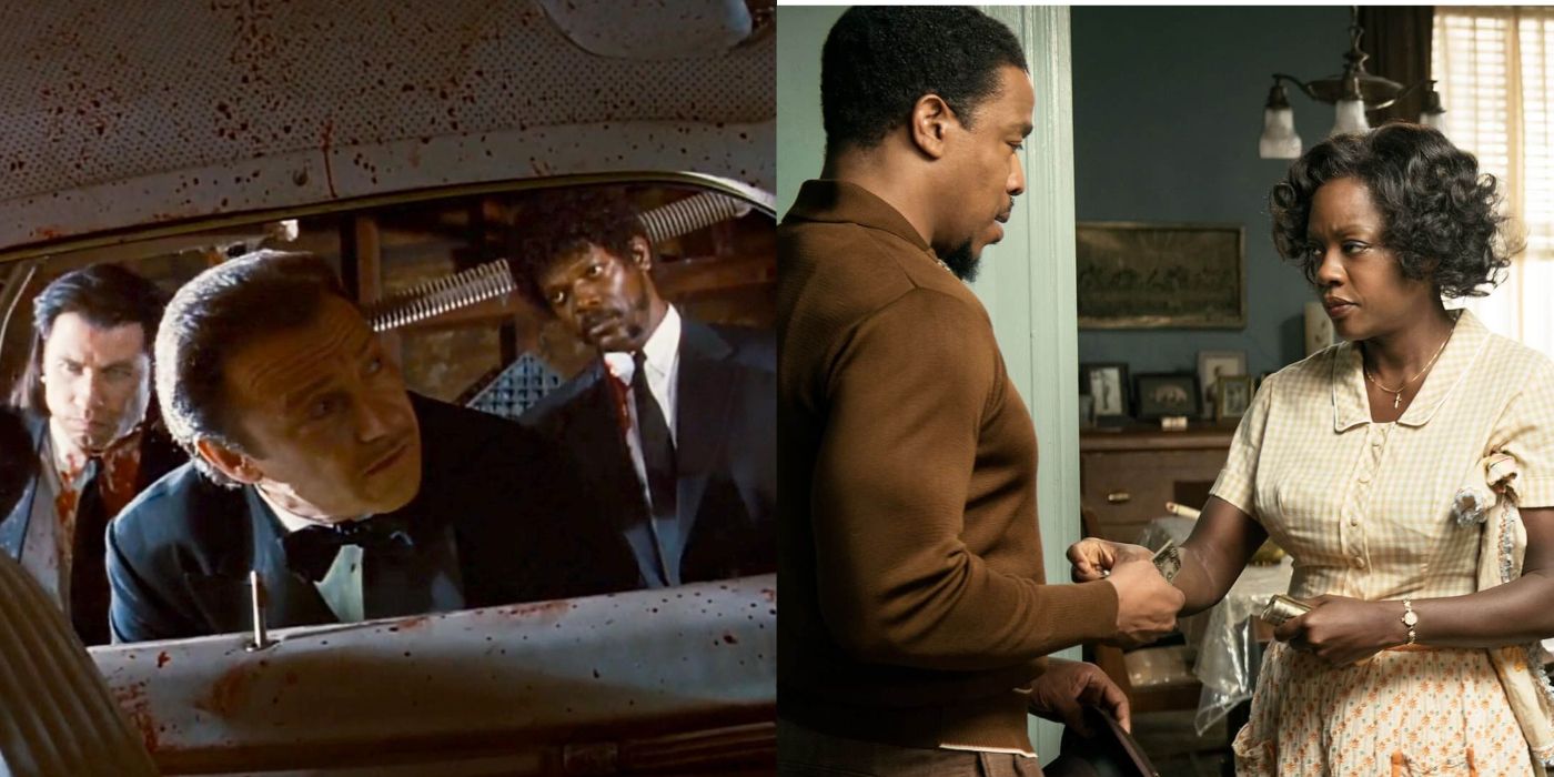 Split image showing scenes from Pulp Fiction and Fences