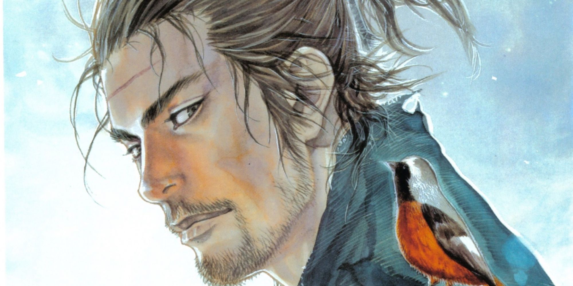 A finch perches itself upon Musashi