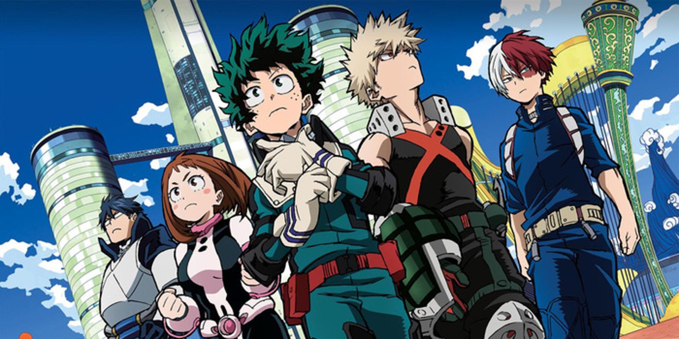 My Hero Academia group with Deku, Ochako, Bakugo, Shoto and Ida