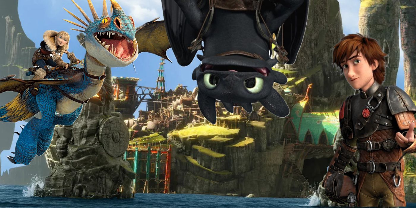Astrid, Hiccup, and Toothless in How To Train Your Dragon .