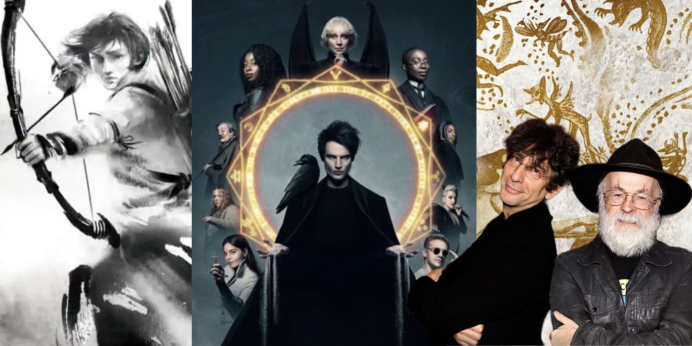 The Poppy Wars, The Sandman, Neil Gaiman and Terry Pratchett collage