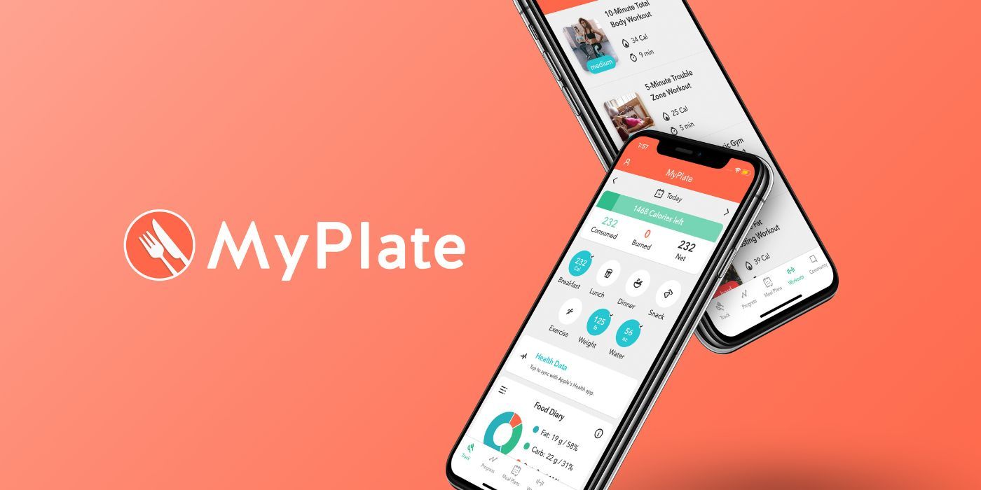 Two smarthphones with the MyPlate Calorie Counter app