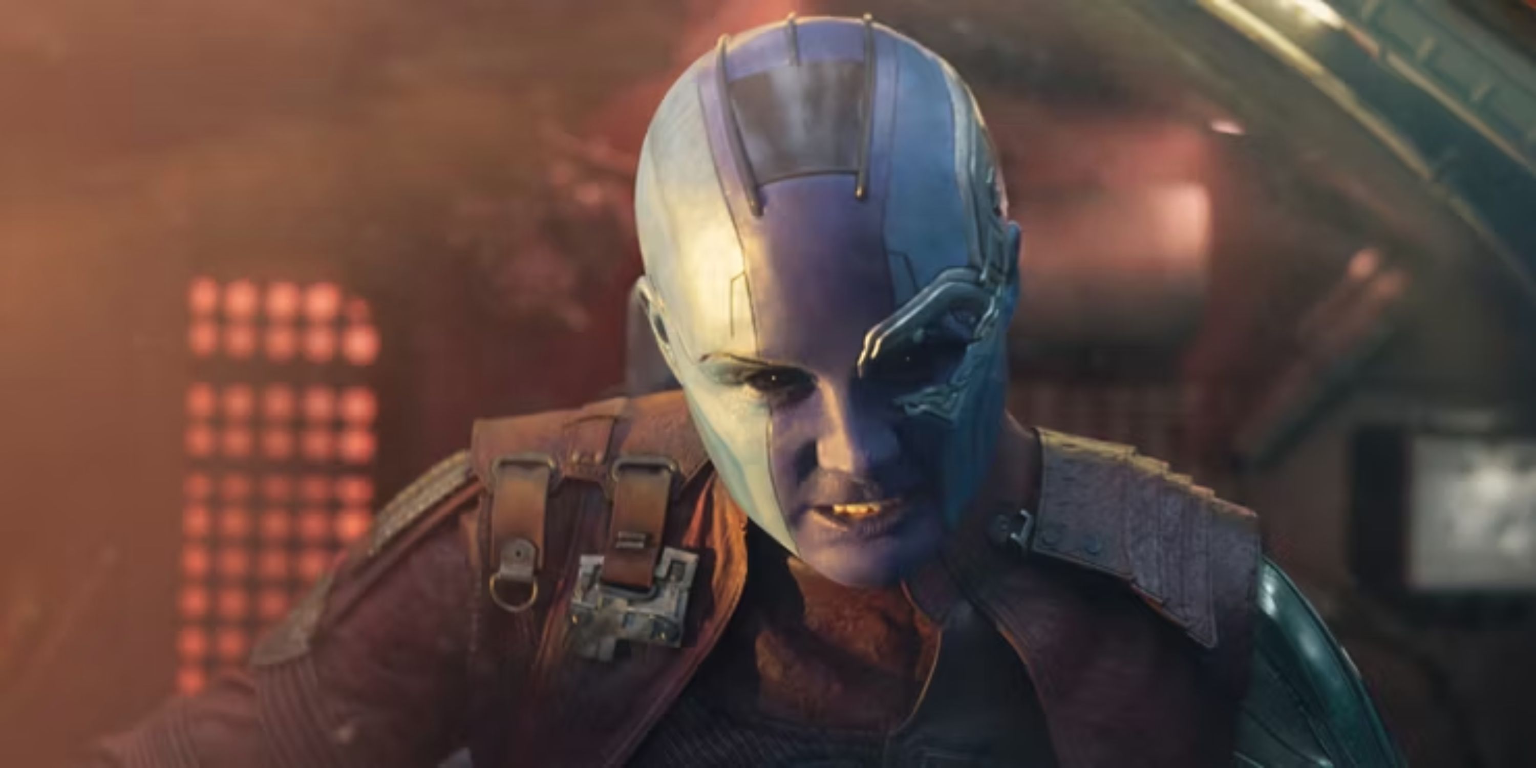 Nebula clenching her teeth in anger in Guardians of the Galaxy Vol 2.