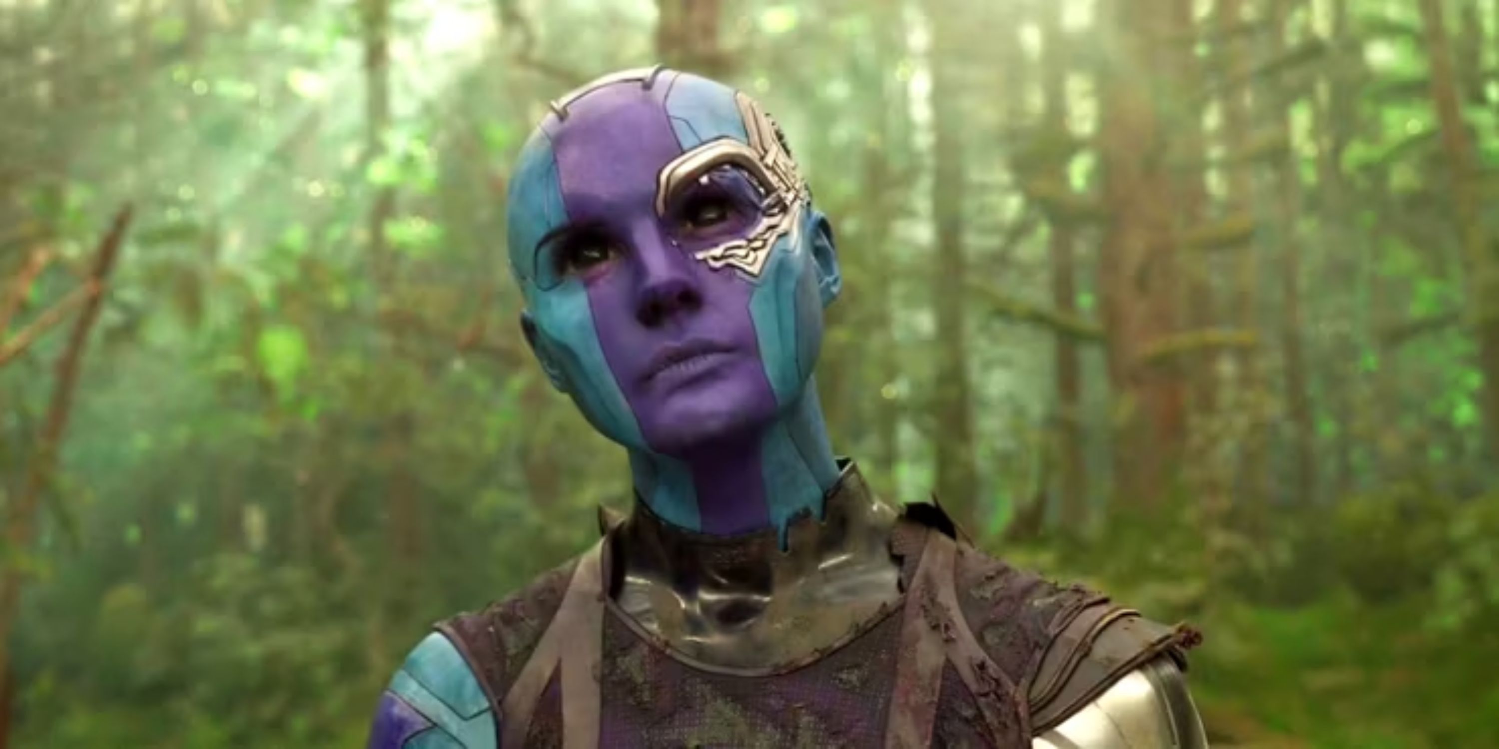 Nebula in the forest with Rocket and Groot
