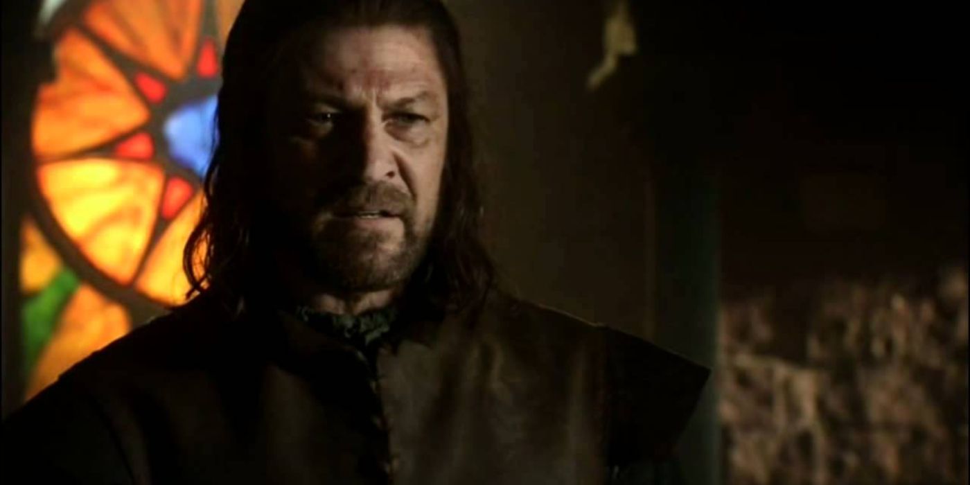 A stern Ned as he resigns from his position as Hand of the King.