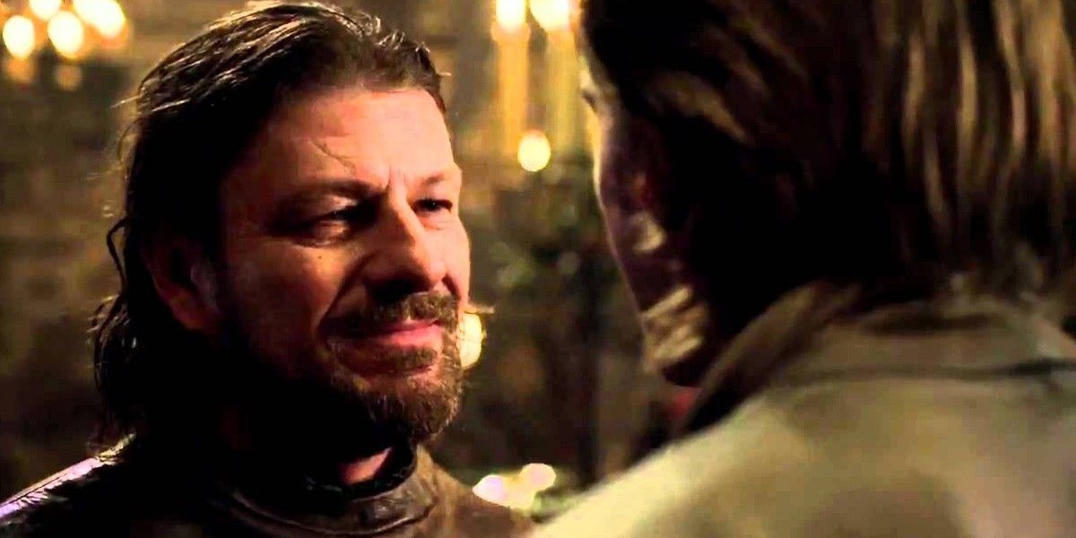 Ned Stark talking to Jaime Lannister in Game of Thrones