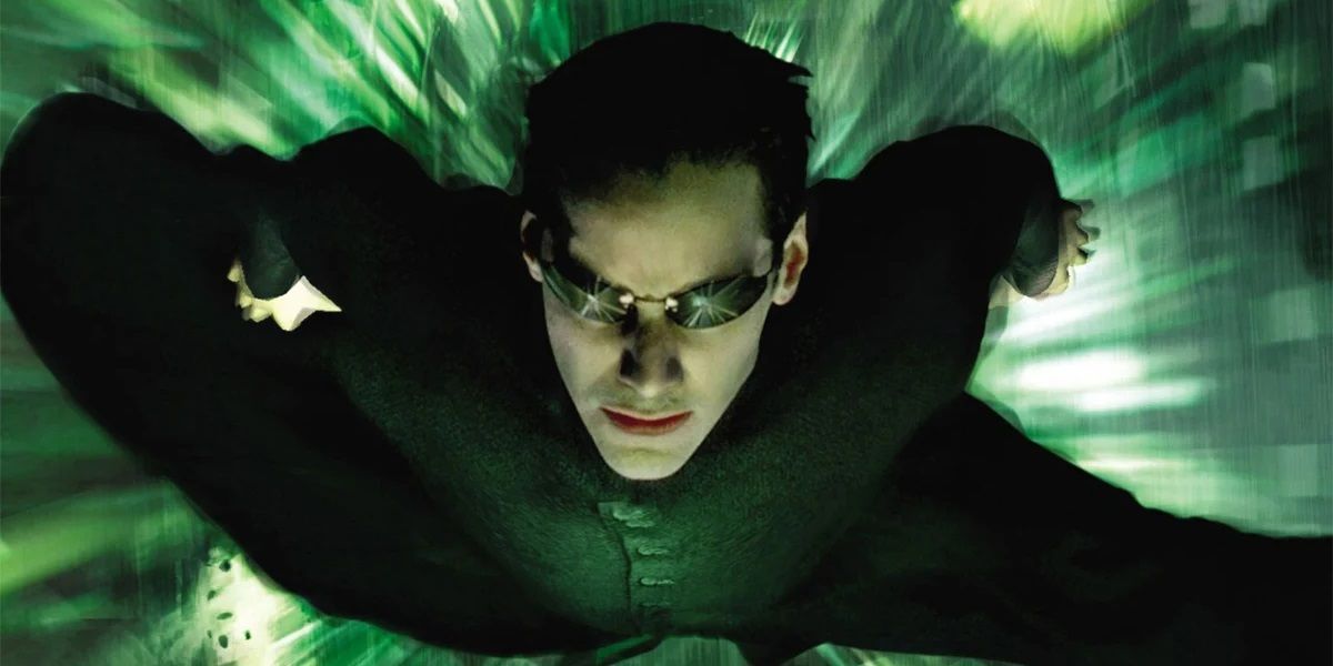 Neo flying in The Matrix