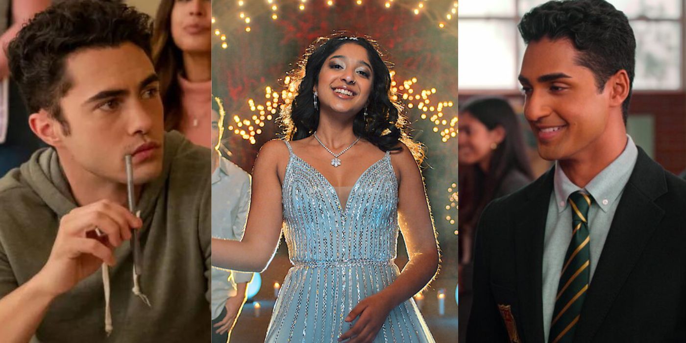 Split Image: Paxton, Devi, and Des in season 3 of Never Have I Ever