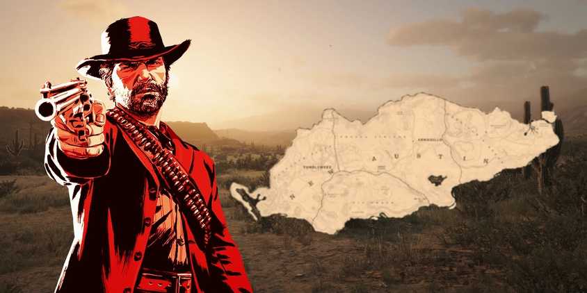 New Austin map and background with Arthur Morgan artwork in foreground