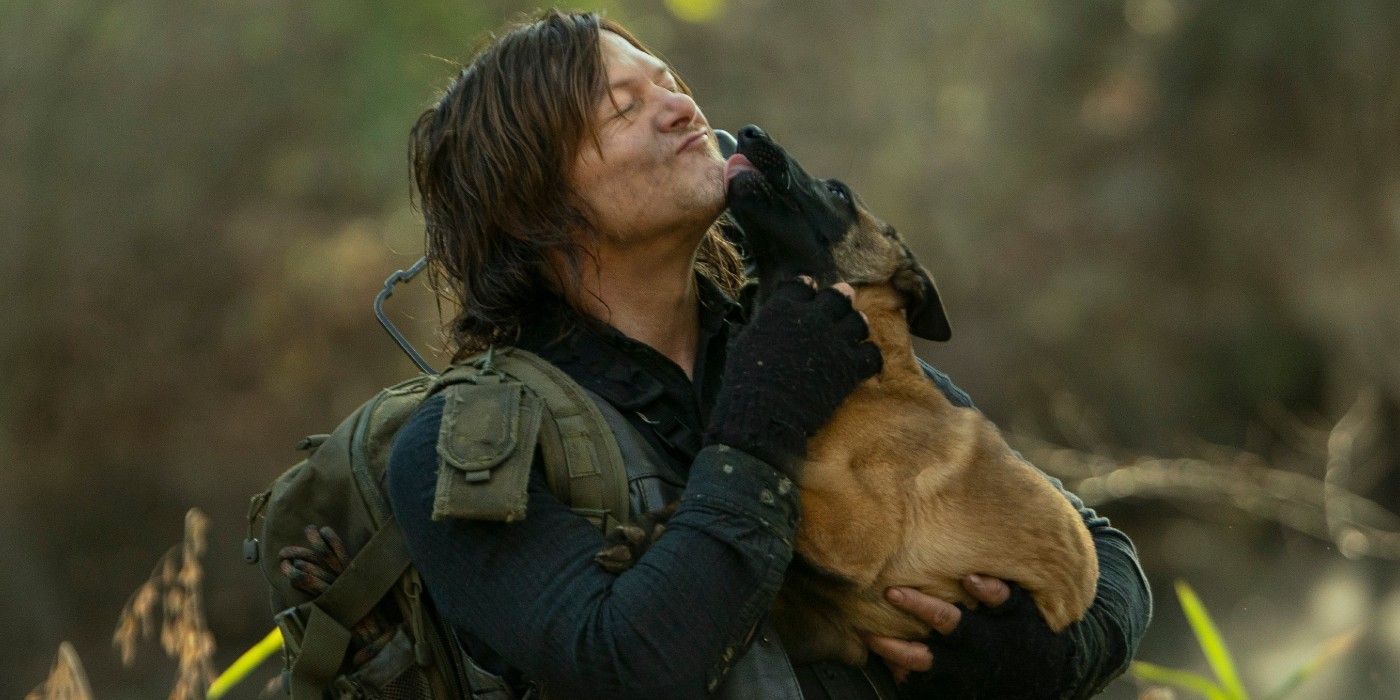 Norman Reedus as Daryl and Dog in Walking Dead