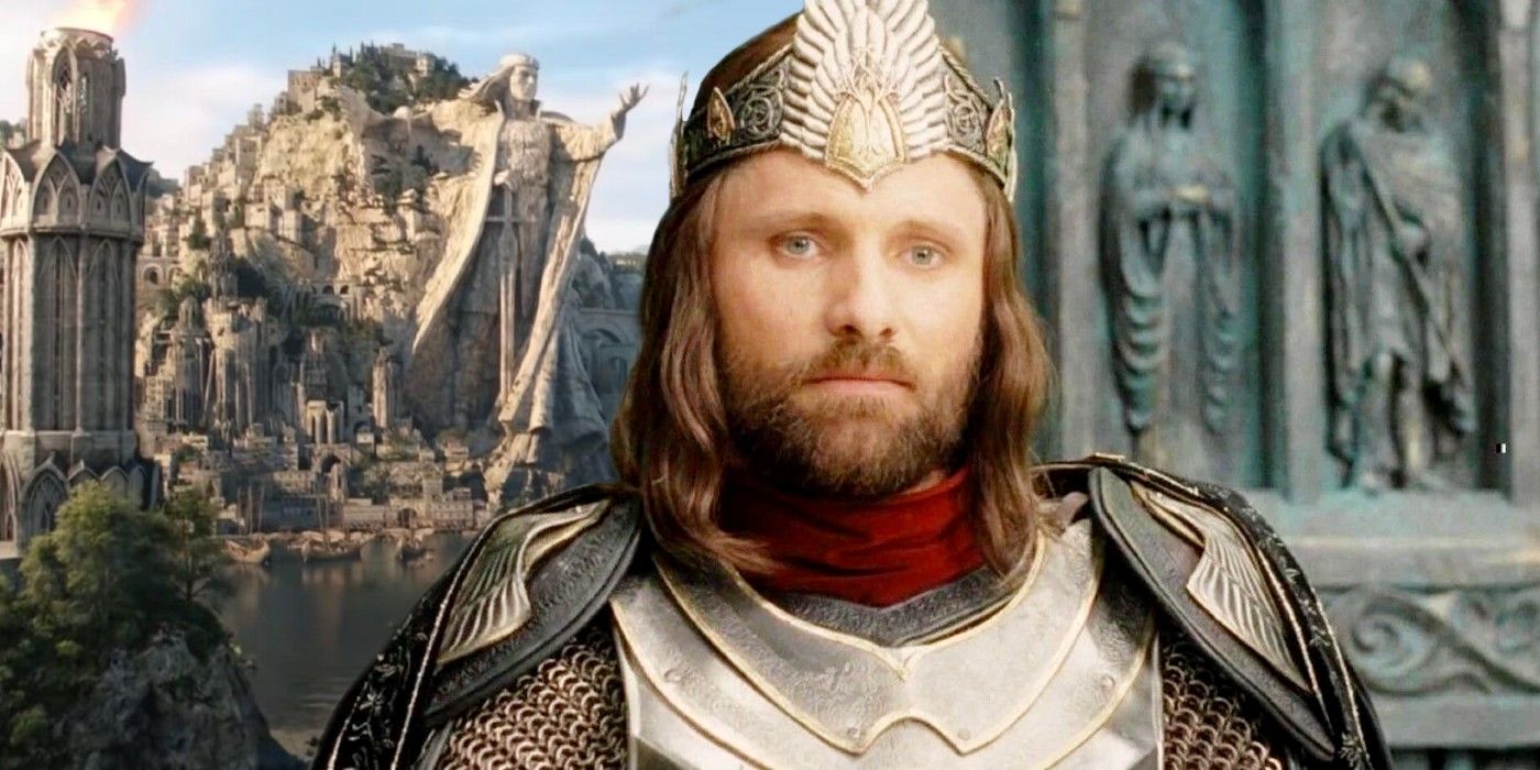 Numenor in The Rings of Power and Viggo Mortensen as King Aragorn in Lord of the Rings