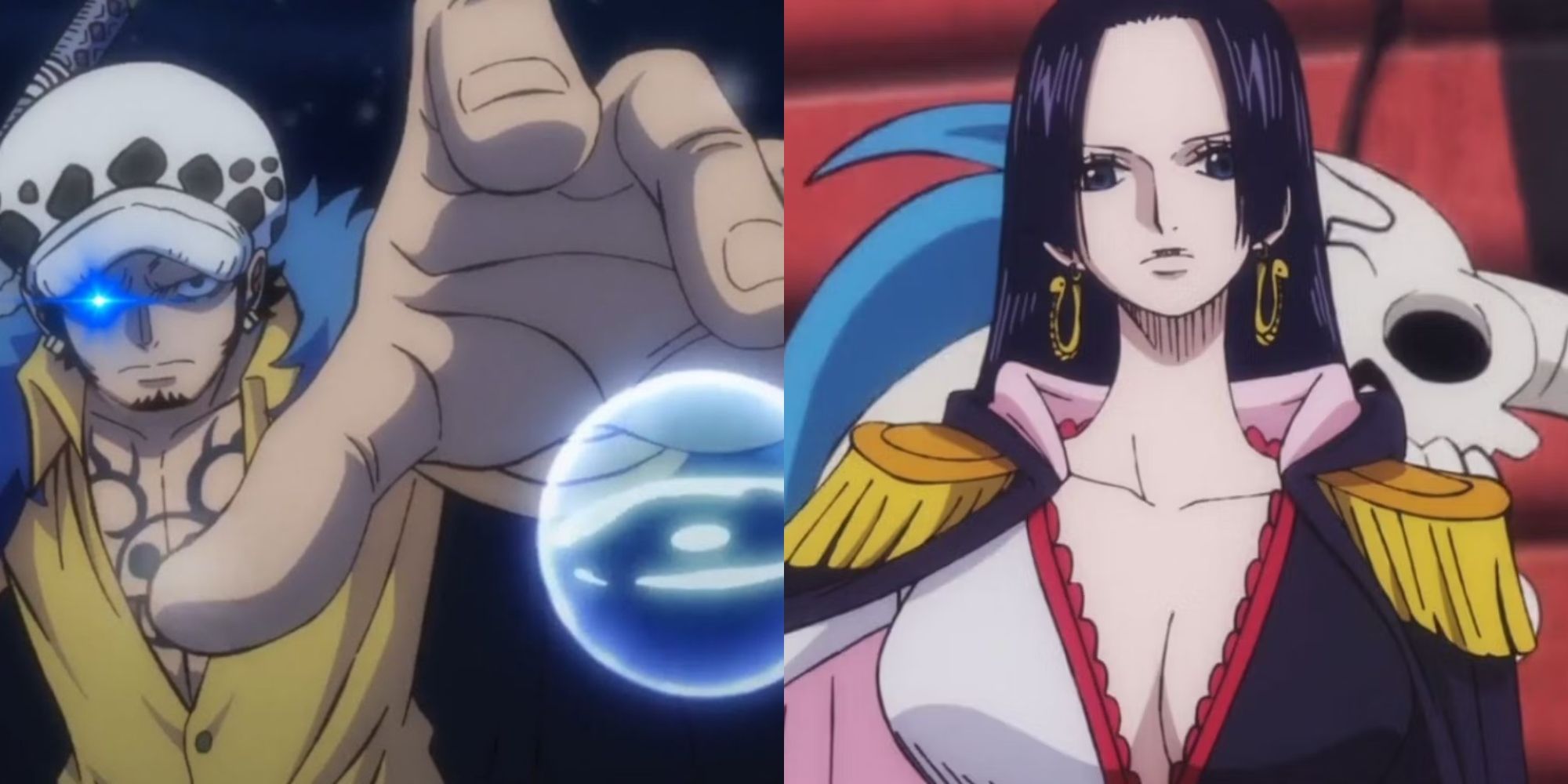 Two side by side images from One Piece.