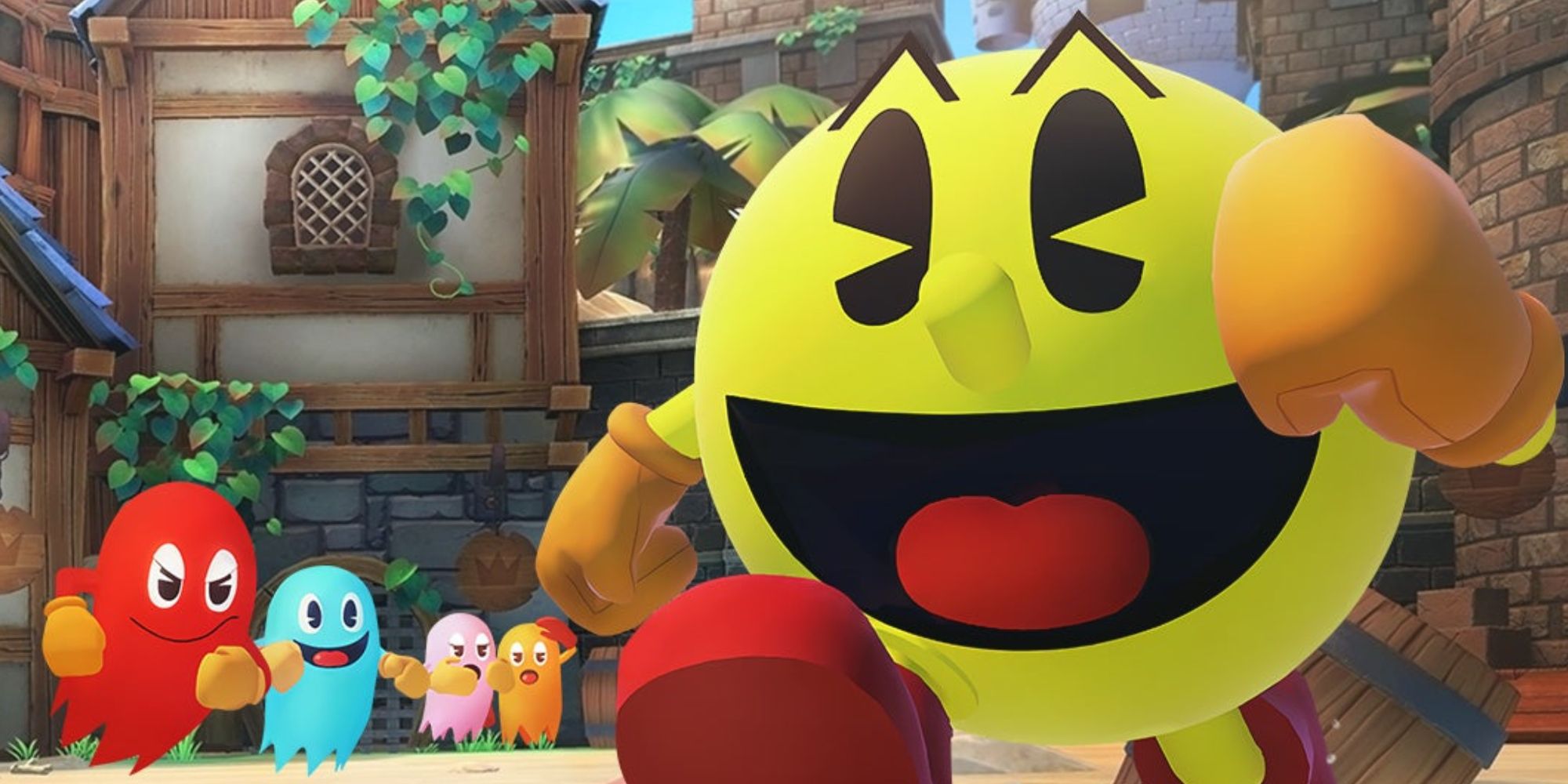 Pac-Man runs from ghosts in Pac-Man World Repac