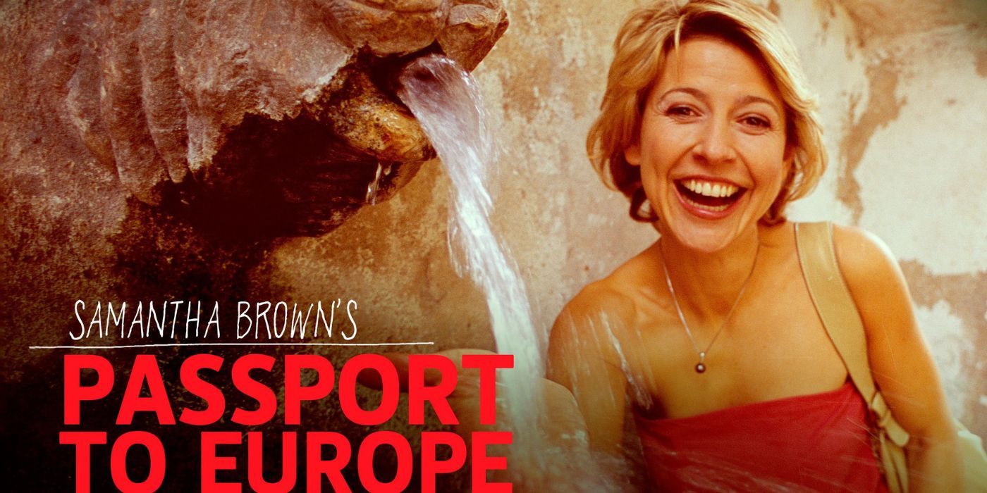 Samantha Brown smiling on a poster for Passport To Europe With Samantha Brown.