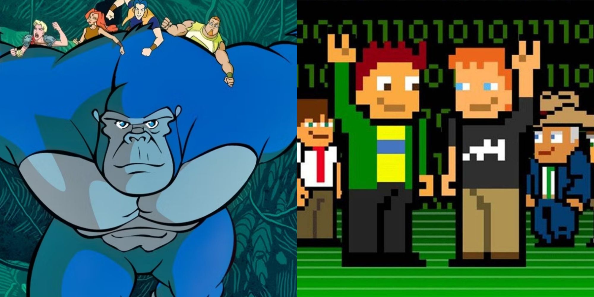 Split image of Kong the Animated Series and Code Monkeys