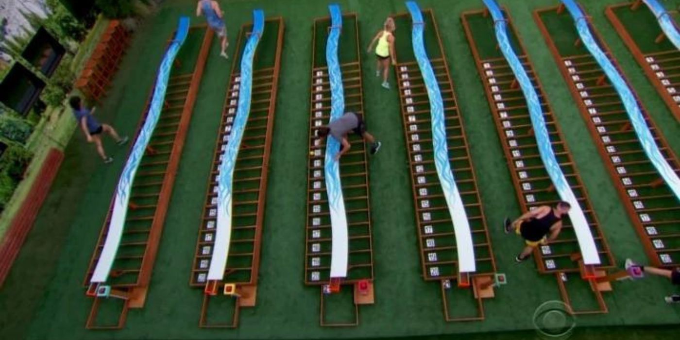 Contestants during a competition in Big Brother.