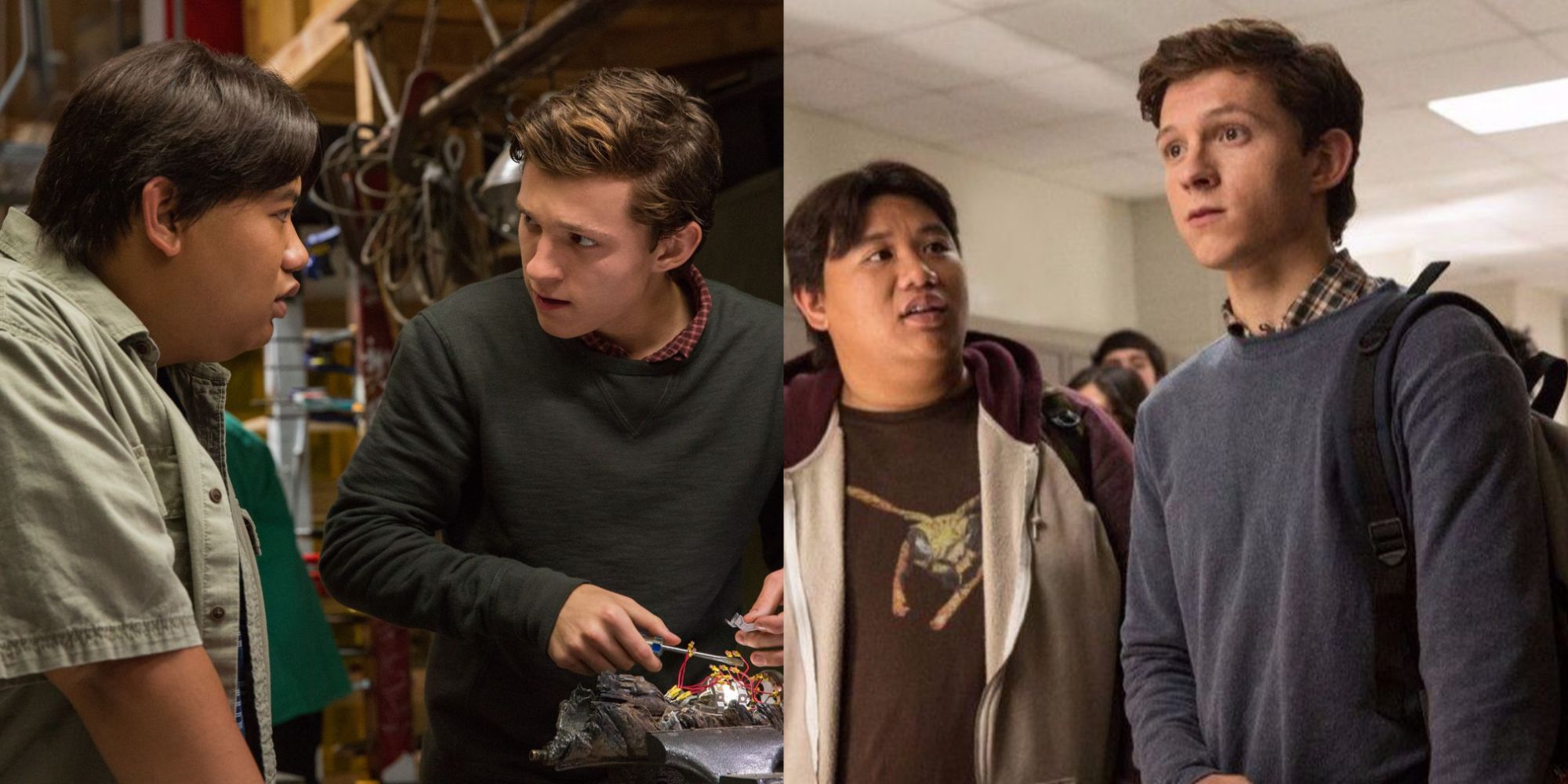 Split images of Peter Parker and Ned Leeds