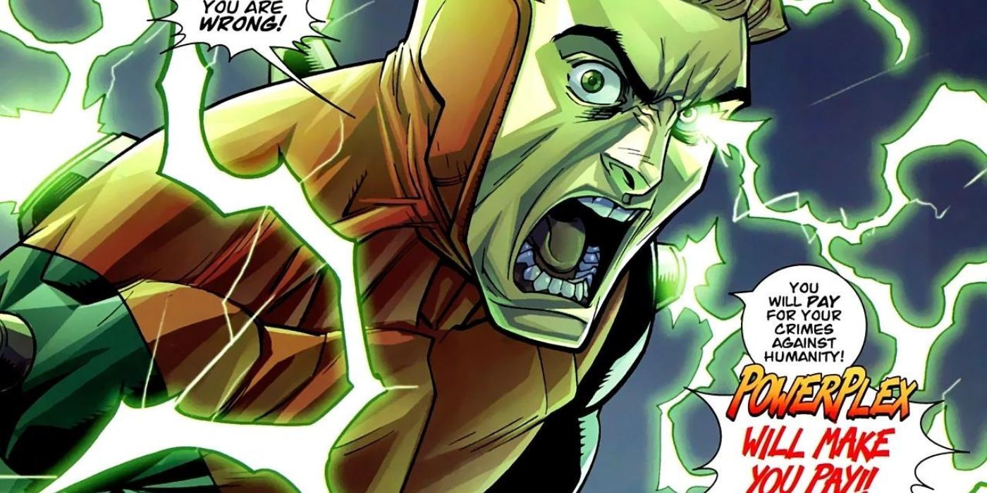 Powerplex gritando de raiva nos quadrinhos Invincible.